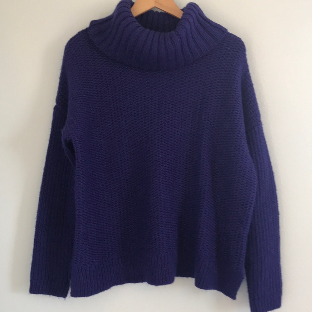 JCP XL purple cowl neck sweater wool blend